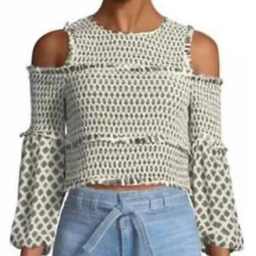 Cinq à Sept Pascal Off Shoulder Silk Medallion Blouse Size L